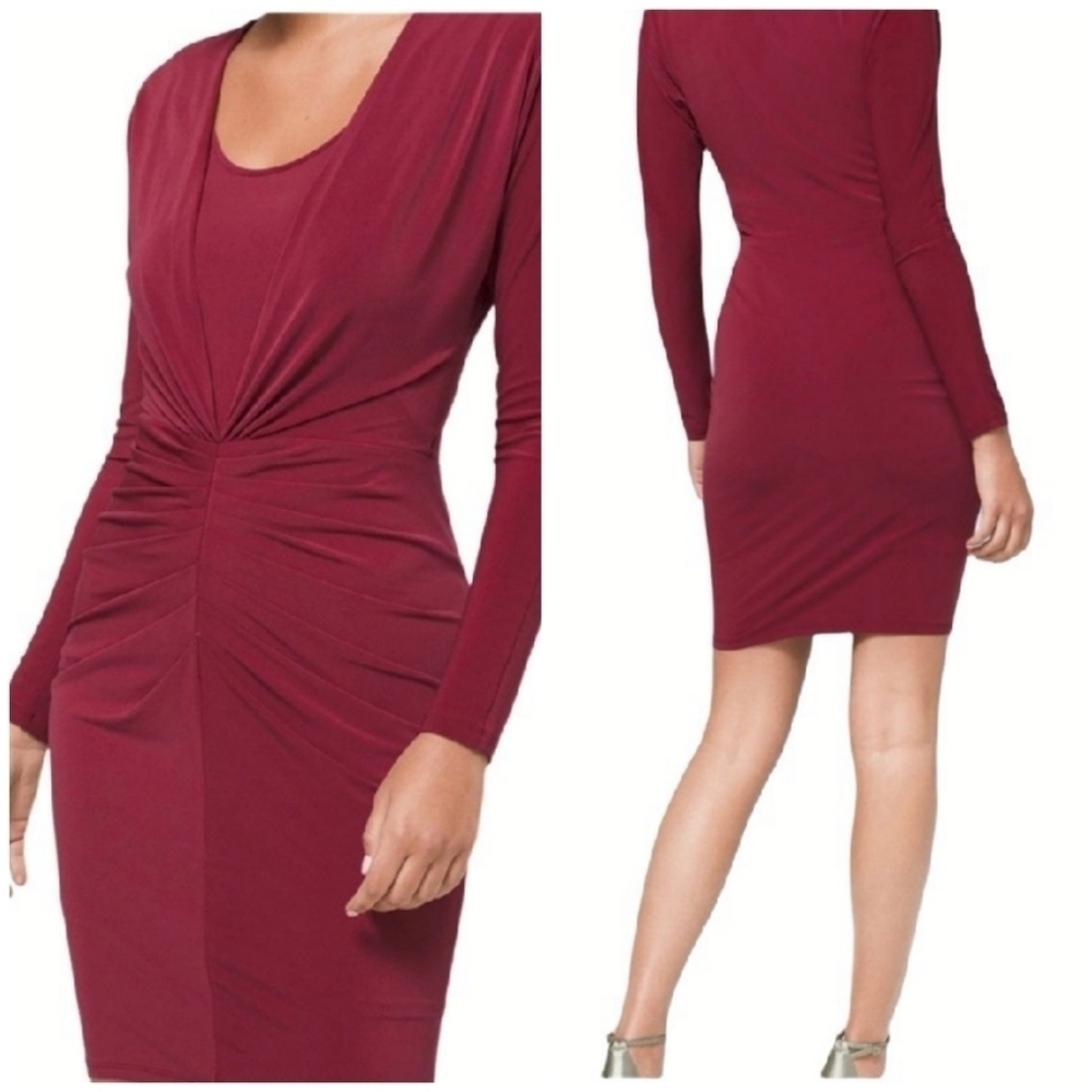 NWT White House Black Market Gathered Sheath Sangria Sz M